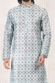 Printed Green Banarasi Silk Kurta Pajama (NMK-6719)