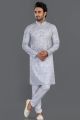 Printed Grey Cotton Kurta Pajama (NMK-8120)