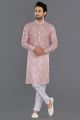 Printed Orange Cotton Kurta Pajama (NMK-8130)