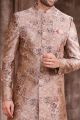 Printed Peach Art Silk Sherwani (NMK-6873)