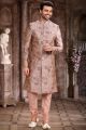 Printed Peach Art Silk Sherwani (NMK-6873)