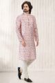 Printed Peach Banarasi Silk Kurta Pajama (NMK-6723)