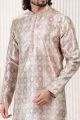 Printed Peach Silk Kurta Pajama (NMK-6715)