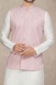 Printed Pink Art Silk Mens Nehru Jacket (NMK-6966)