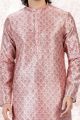 Printed Pink Jaquard Kurta Pajama (NMK-6712)