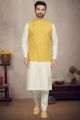 Printed Yellow Cotton Mens Nehru Jacket (NMK-6954)