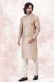 Printed Yellow Jaquard Silk Kurta Pajama (NMK-6718)