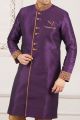 Purple Art Banarasi Silk Indo Western Kurta (NMK-4051)