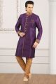 Purple Art Banarasi Silk Indo Western Kurta (NMK-4051)