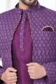 Purple Art Dupion Lucknowi Jacket Indo Western (NMK-7774)