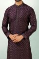 Purple Art Silk Kurta Pajama (NMK-5839)