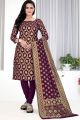 Purple Banarasi Silk Salwar Suit (NWS-6424)