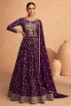 Purple Faux Georgette Anarkali Salwar Suit (NWS-6929)