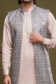 Purple Grey Art Silk Digital Printed Jacket Kurta (NMK-7087)