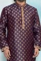 Purple Jaquard Silk Brocade Kurta Pajama (NMK-4926)