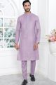 Purple Linen Cotton Kurta Pajama (NMK-7591)