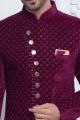 Purple Velvet Silk Sherwani for Men (NMK-7881)