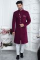 Purple Velvet Silk Sherwani for Men (NMK-7881)