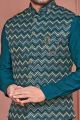 Rama Green Art Banarasi Silk Nehru Jacket (NMK-7410)