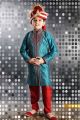 Rama Green Art Dupion Kids Kurta Pajama (NKK-266)