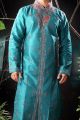 Rama Green Art Dupion Men Kurta Pajama (NMK-1182)