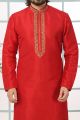 Red Art Banarasi Silk Kurta Pajama (NMK-5069)