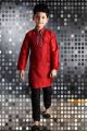 Red Art Dupion Boys Kurta Pajama (NKK-253)