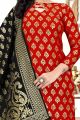 Red Banarasi Silk Salwar Suit (NWS-6409)