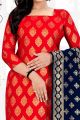 Red Banarasi Silk Salwar Suit (NWS-6429)