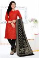 Red Banarasi Silk Salwar Suit (NWS-6434)