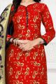 Red Banarasi Silk Womens Salwar Suit (NWS-6357)