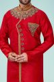 Red Dobby Kurta Pajama for Men (NMK-4866)