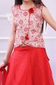 Red, Off White Brocade Girls Lehenga Choli (NFG-161)