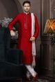 Red Silk Mens Kurta Pajama (NMK-6031)