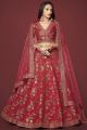 Red Slub Silk Lehenga Choli (NWG-1391)