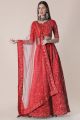 Red Taffeta Silk Lehenga Choli for Women (NWG-1144)