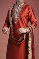 Red Tuffeta Designer Kurta Pajama (NMK-2063)