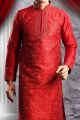 Reddish Maroon Art Dupion Mens Kurta (NMK-1353)