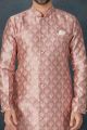 Rose Gold Pink Banarasi Jaquard Indo Western (NMK-7605)