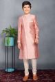 Rose Gold Pink Brocade Boys Sherwani (NKK-737)