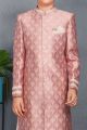 Rose Gold Pink Brocade Kids Sherwani (NKK-739)