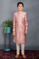 Rose Gold Pink Brocade Kids Sherwani (NKK-739)