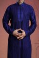 Royal Blue Art Dupion Designer Kurta Pajama (NMK-2072)