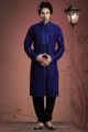 Royal Blue Art Dupion Designer Kurta Pajama (NMK-2072)