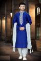 Royal Blue Art Dupion Designer Kurta Pajama (NMK-3754)