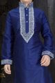 Royal Blue Art Dupion Kids Kurta (NKK-577)