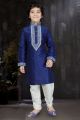 Royal Blue Art Dupion Kids Kurta (NKK-577)