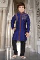 Royal Blue Art Dupion Kids Kurta Pajama (NKK-555)