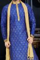 Royal Blue Art Dupion Kurta Pajama (NMK-3411)