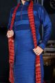 Royal Blue Art Dupion Kurta Pajama (NMK-3427)